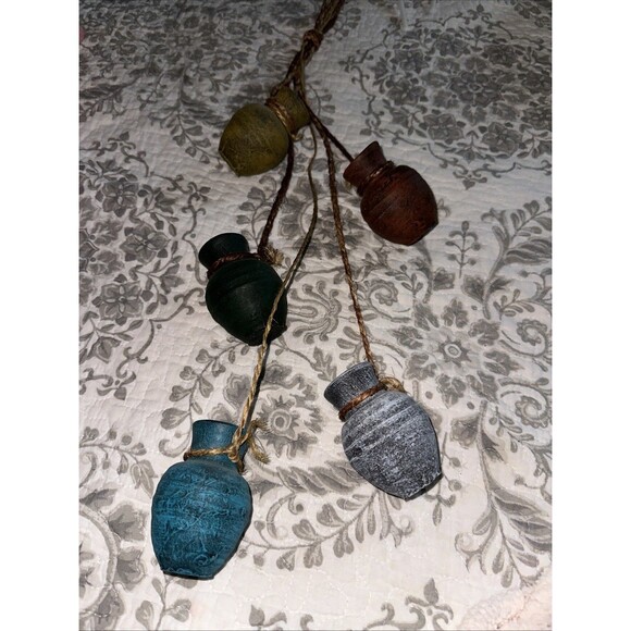 Mexican Mini Terracotta Pots Hanging on Rope (5) - Picture 1 of 3